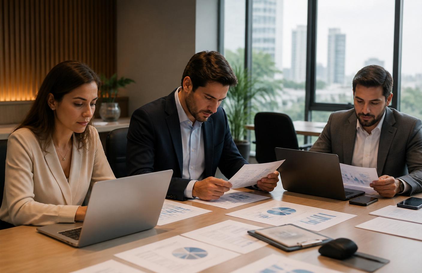 Equipe de saúde e financeiro analisando indicadores de repasses